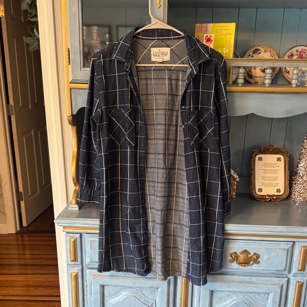 Blue Checkered Shirt dress